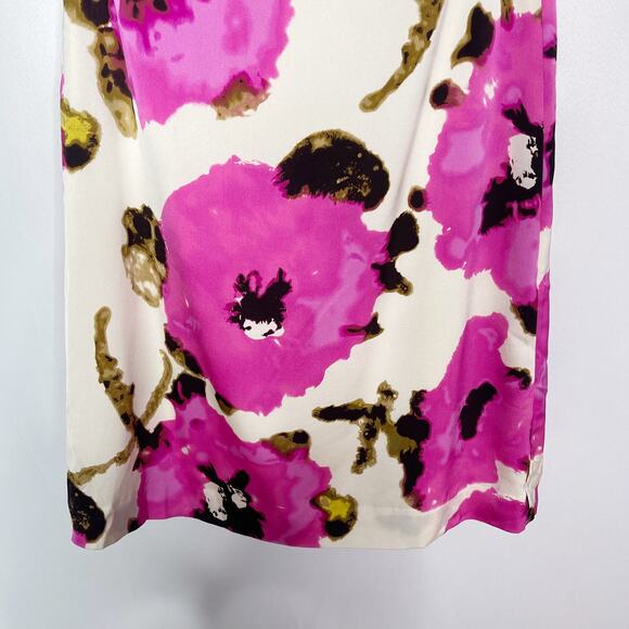 New Banana Republic 0 Pink Cream Floral Silk Stretch Strapless Cocktail Dress - Picture 4 of 10